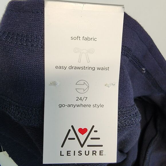 Ave Leisure French Terry Lounge Pants Size 26/28 Drawstring Blue Straight Leg - Picture 8 of 11